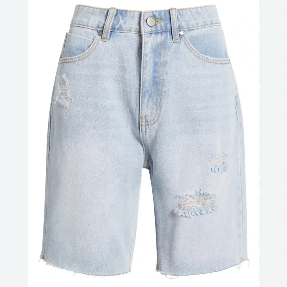PTCL Nola high rise denim Bermuda Jean shorts long modest shorts 28